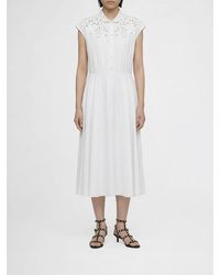 Valentino - Cotton Chemisier Dress With Lace Inserts - Lyst