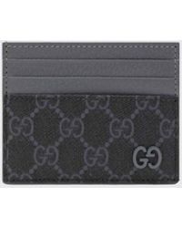 Gucci - Gg Supreme Fabric And Leather Credit Card Holder - Lyst
