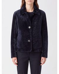 Arma - Cropped Shearling Shirt Jacket With Classic Collar And Button Closure - Lyst