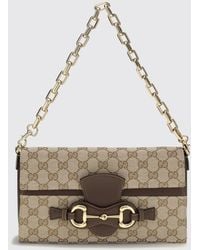 Gucci - Gg Monogram Jacquard Shoulder Bag With Horsebit Detail - Lyst