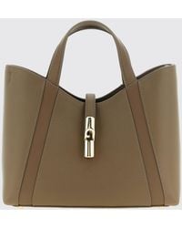 Furla - Goccia Small Grained Leather Tote Bag By With Snap Closure - Lyst