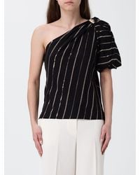 SIMONA CORSELLINI - One-Shoulder Cotton Top With Lurex Details - Lyst