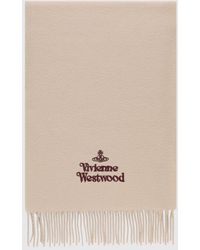 Vivienne Westwood - Wool Scarf With Contrast Logo And Fringes - Lyst