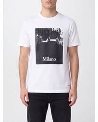 Emporio Armani - Cotton T-Shirt With Graphic Print And Contrast Logo - Lyst