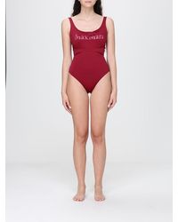 Max Mara - One-Piece Swimsuit With Flocked Logo And Tie-Waist Belt - Lyst