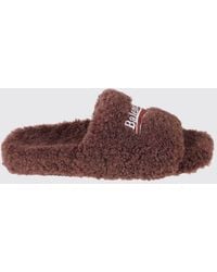 Balenciaga - Faux Shearling Slides With Embroidered Political Logo - Lyst