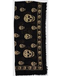 McQueen - Skull Print Modal And Silk-Blend Scarf With Fringed Edges - Lyst