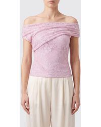 Self-Portrait - Off-The-Shoulder Lace Slim Fit Top With Straight Neckline - Lyst
