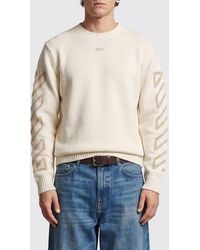 Off-White c/o Virgil Abloh - Wool Blend Crewneck Jumper With Arrow Logo And Diag Motif - Lyst
