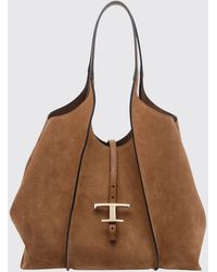 Tod's - T Timeless Suede Calf Leather Shopping Bag With Double Handle - Lyst