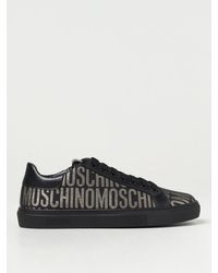 Moschino - Sneakers in pelle e tessuto con logo jacquard - Lyst