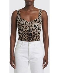 Dolce & Gabbana - Dolce &Amp Gabbana Animal Print Silk Bustier Top - Lyst