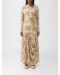 Ganni - Floral Print Recycled Crepe Long Dress - Lyst