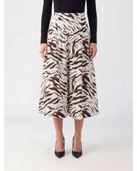 Ganni - High-Waisted Animal Print Stretch-Cotton A-Line Midi Skirt - Lyst