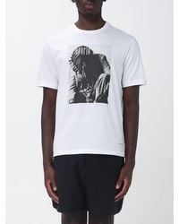 Emporio Armani - Graphic Print Cotton T-Shirt With Contrast Logo - Lyst