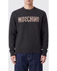 Moschino - Pull À Col Rond En Mélange De Laine Et De Soie Avec Logo Jacquard - Lyst