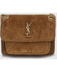Saint Laurent - Medium Niki Suede Shoulder Bag With Chevron Pattern - Lyst
