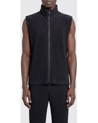 Homme Plissé Issey Miyake - Pleated High Neck Zip-Up Vest Homme Plissé Issey Miyake - Lyst