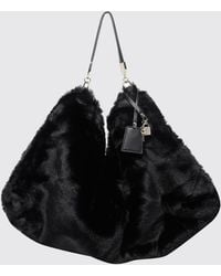 Liu Jo - Large Faux Fur Shoulder Bag With Zip Closure And Padlock - Lyst