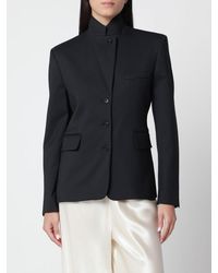 Almada Label - Single-Breasted Cropped Blazer With High Neck And Flap Pockets - Lyst