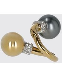 Lanvin - Torchon-Ring Aus Vergoldetem Messing Mit Kristallen Und Synthetischen Perlen - Lyst