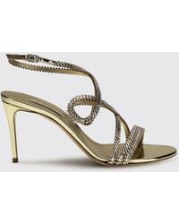 Casadei - Julia Josephine Laminated Patent Leather Sandal With Rhinestones - Lyst