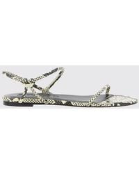 STAUD - Laurel Python-Print Leather Low-Heeled Sandals - Lyst
