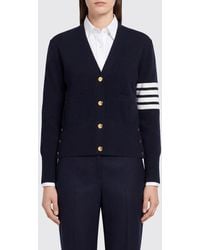 Thom Browne - V-Neck Wool Cardigan With 4-Bar Detail - Lyst