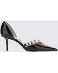Jimmy Choo - Aurelie Patent Leather Pumps With Pearls And Stiletto Heel - Lyst