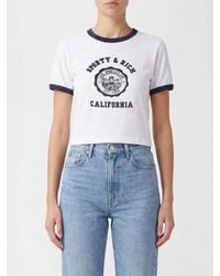 Sporty & Rich - Sporty &Amp Rich California Cropped Cotton T-Shirt With Logo Print - Lyst