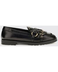 Pinko - Leather Penny Loafers With Fringes And Lug Sole - Lyst