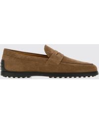 Tod's - Suede Penny Loafers With T Timeless Logo - Lyst