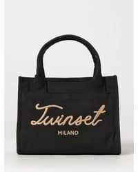 Twinset - Cow Print Cotton Canvas Bag - Lyst