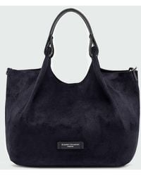 Gianni Chiarini - Dua Suede Calfskin Handbag With Double Handle And Laminated Logo - Lyst