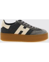 Hogan - Cool Leather And Technical Fabric Platform Sneakers With H Logo - Lyst