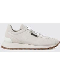 Brunello Cucinelli - Suede Sneakers With Monile Detail - Lyst