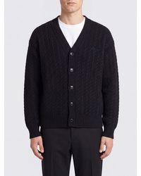 KENZO - V-Neck Wool Blend Cardigan With Embroidered Logo - Lyst