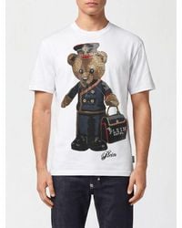 Philipp Plein - Cotton T-Shirt With Teddy Bear Print And Rhinestone Logo - Lyst
