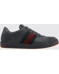 Gucci - Screener Low-Top Leather Trainers With Bicolour Web Stripe Detail - Lyst