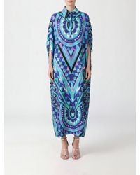 PUCCI - Geometric Print Silk Midi Chemisier Dress With Classic Collar - Lyst
