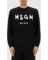 MSGM - Crewneck Cotton Jumper With Contrasting Logo - Lyst