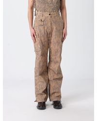 Ganni - Organic Cotton Cargo Trousers With Animal Print - Lyst