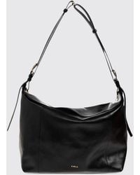 Furla - Ginevra Large Cowhide Leather Shoulder Bag With Flap Closure - Lyst
