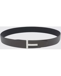 Tom Ford - Reversible Pebbled Leather Monogram Buckle Belt - Lyst