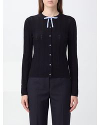 Marni - Slim Fit Wool And Silk Cardigan With Bow Detail - Lyst