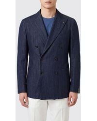 Tagliatore - Double-Breasted Cotton Blazer With Classic Lapels And Back Vent - Lyst