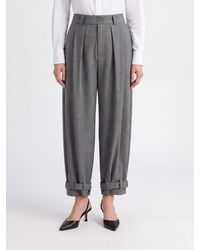 P.A.R.O.S.H. - P.A.R.O.S.H. Wide-Leg Wool Blend Trousers With Pleats - Lyst