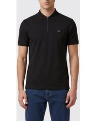 ARMANI EXCHANGE - Jersey Polo Shirt With Zip And Logo - Lyst
