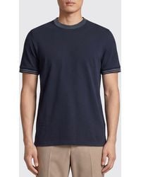 BOSS - Slim Fit Cotton T-Shirt With Contrast Trims - Lyst