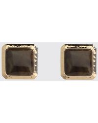 Self-Portrait - Square Brass Button Earrings With Crystals - Lyst
